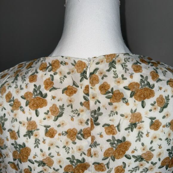 NWT Beachsissi Floral Dress Midi Dress Sz L White Yellow Cottage Core Trad Wife - Picture 5 of 9